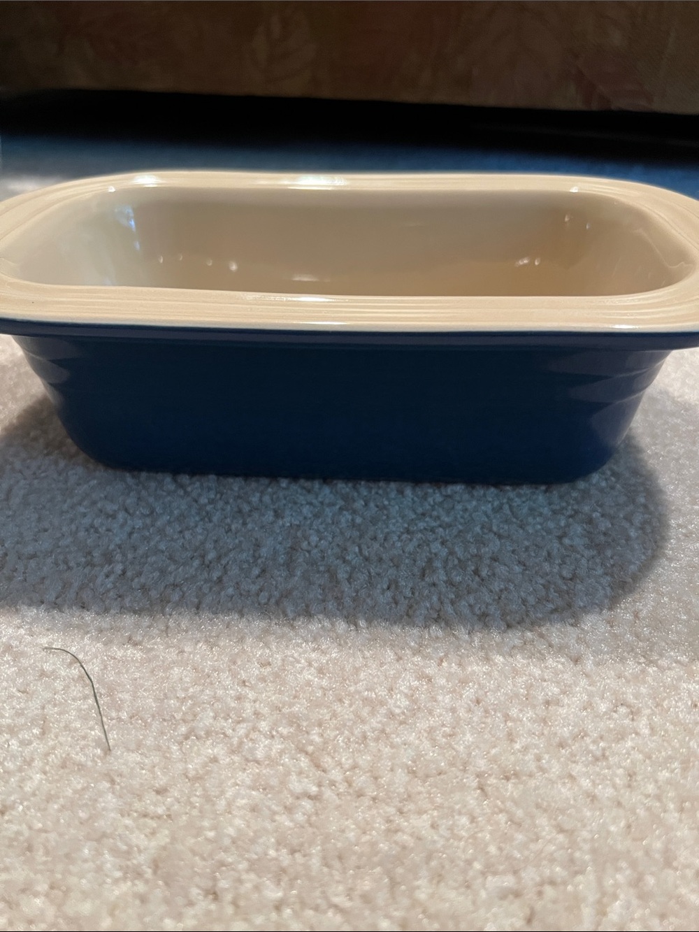 LeCreuset Blue pottery Loaf Pan-EC